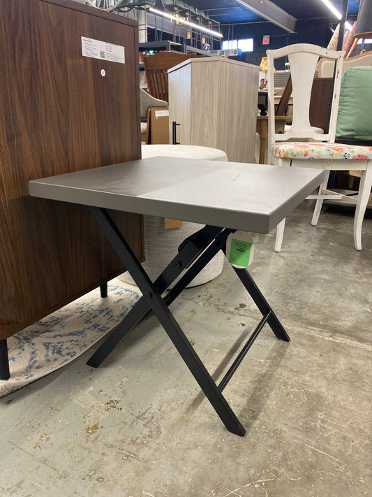 Henning Folding Patio Accent Table Brown - Threshold | Retail Price: $65 | AS IS scratched top