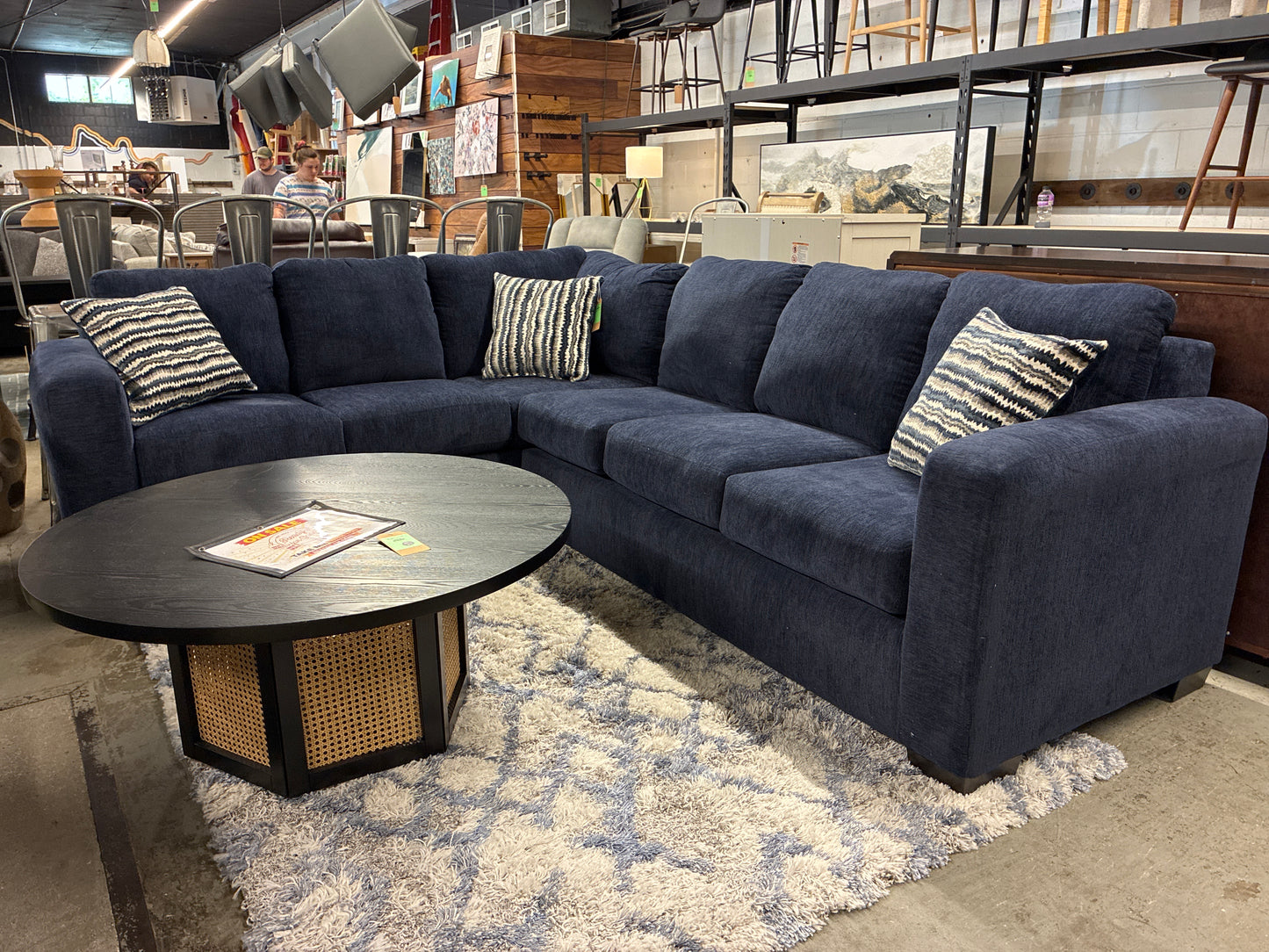 Woodland 2-Piece Sectional in Navy