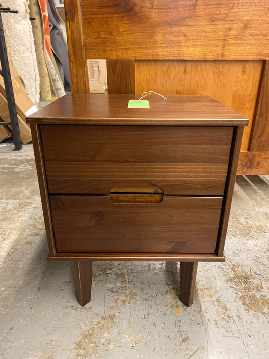 Sloane 2 Drawer Groove Handle Wood Nightstand - Walnut | Retail Price: $125
