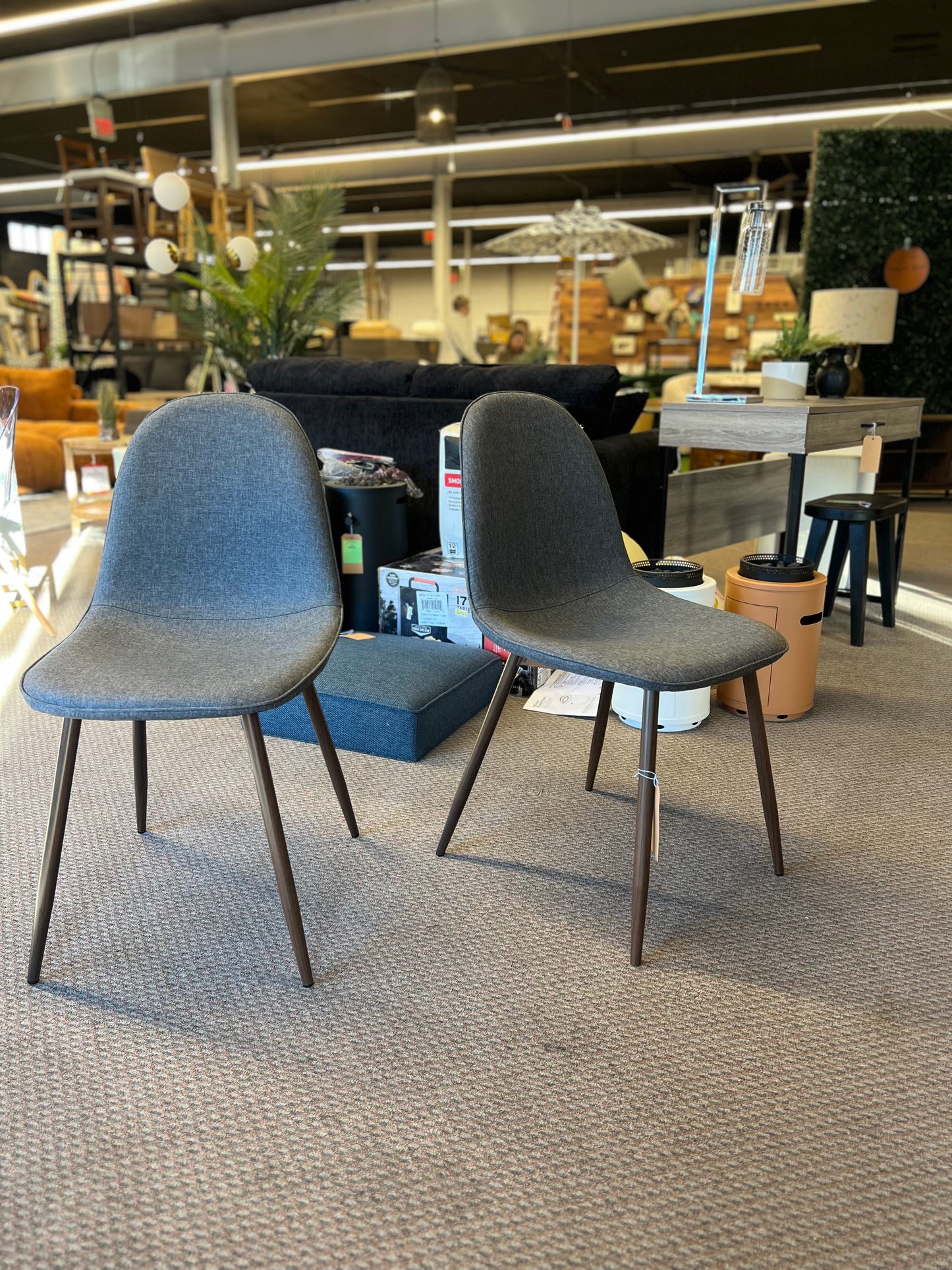 Upholstered Gray Dining Chair Set of 2