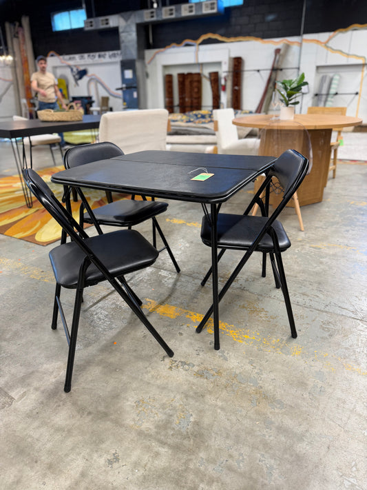Peakform 5pc Folding Table Set Black: Vinyl Padded, Space-Saving Storage, No Tools Assembly  | Retail Price: $89.99