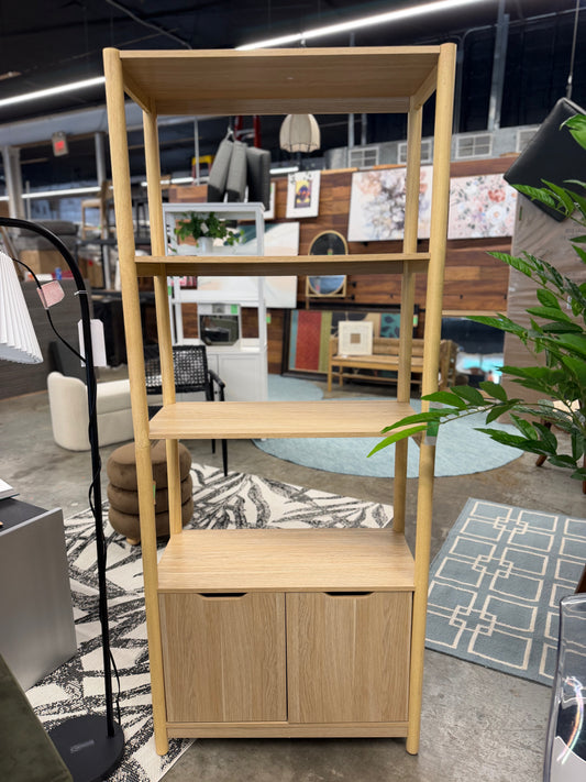 72.25" Scandi Bookcase with Three Shelves And Cabinet Storage Natural - Room Essentials™ Retail: $175