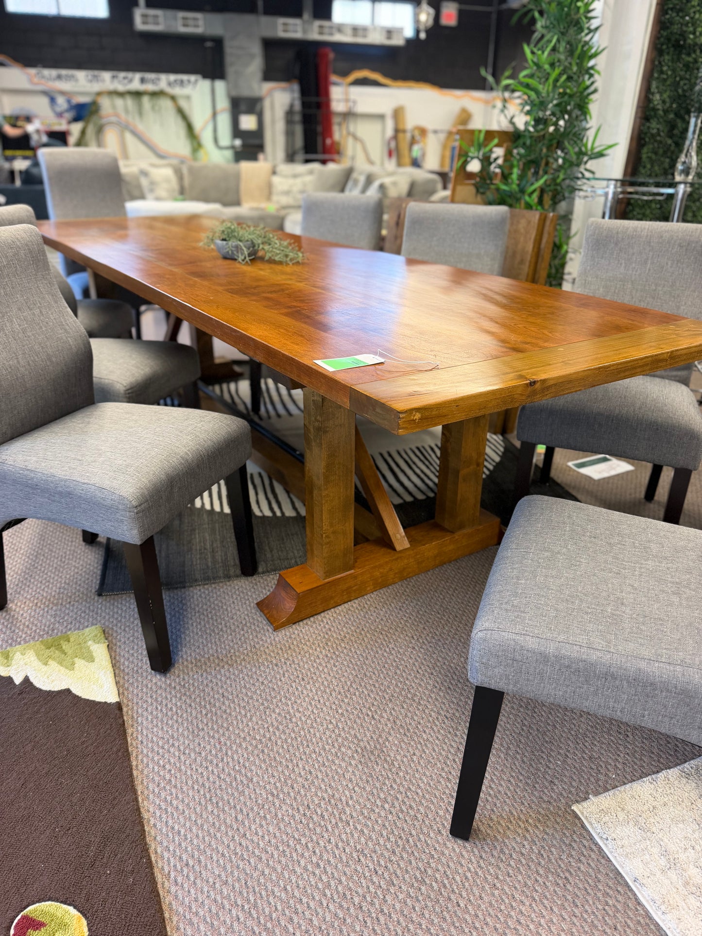 Extra Long Extendable Solid Wood Custom Dining Table and Chairs Set *donated