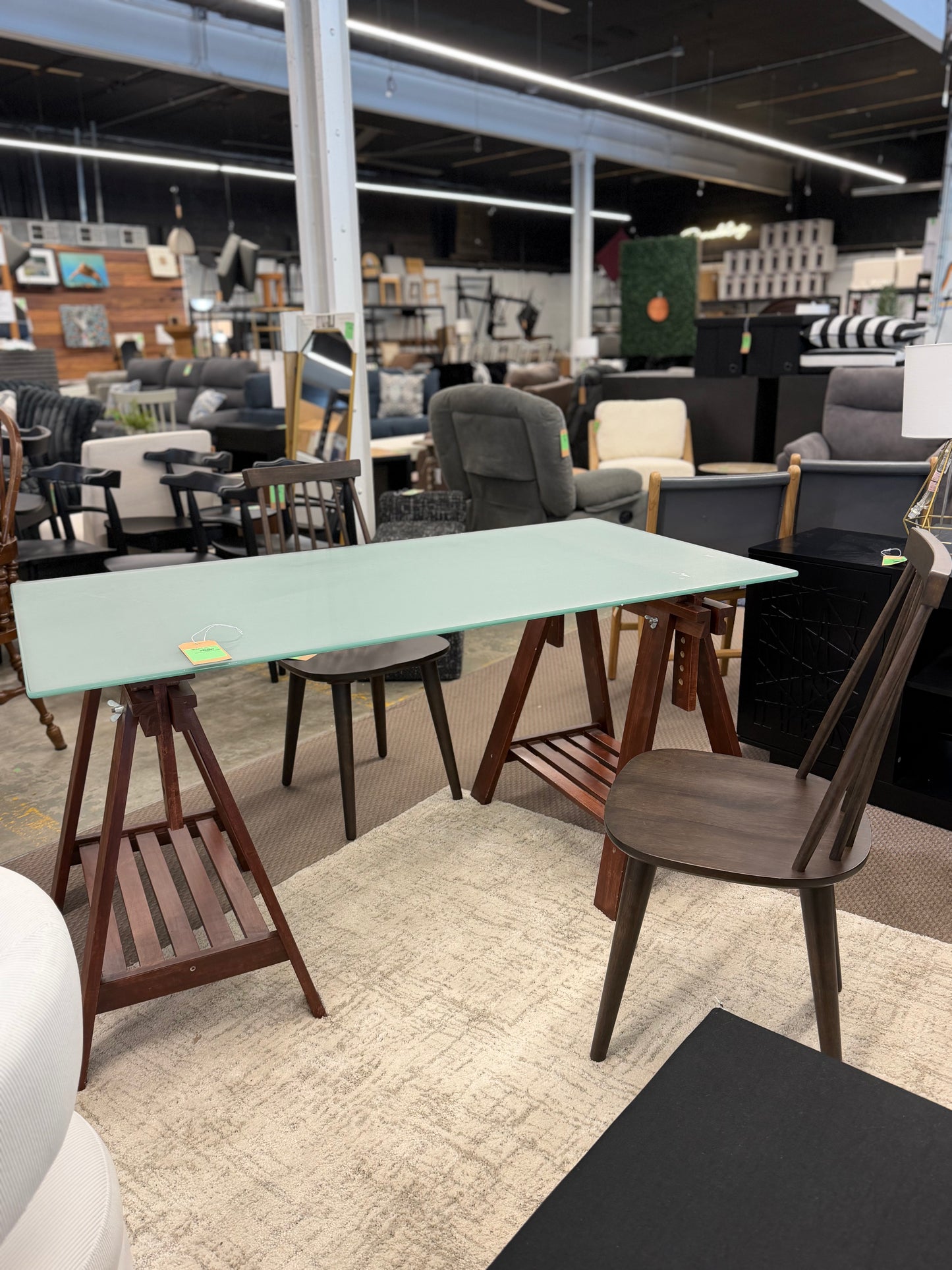 Sawhorse with Glass Desk or Two Person Table *donated