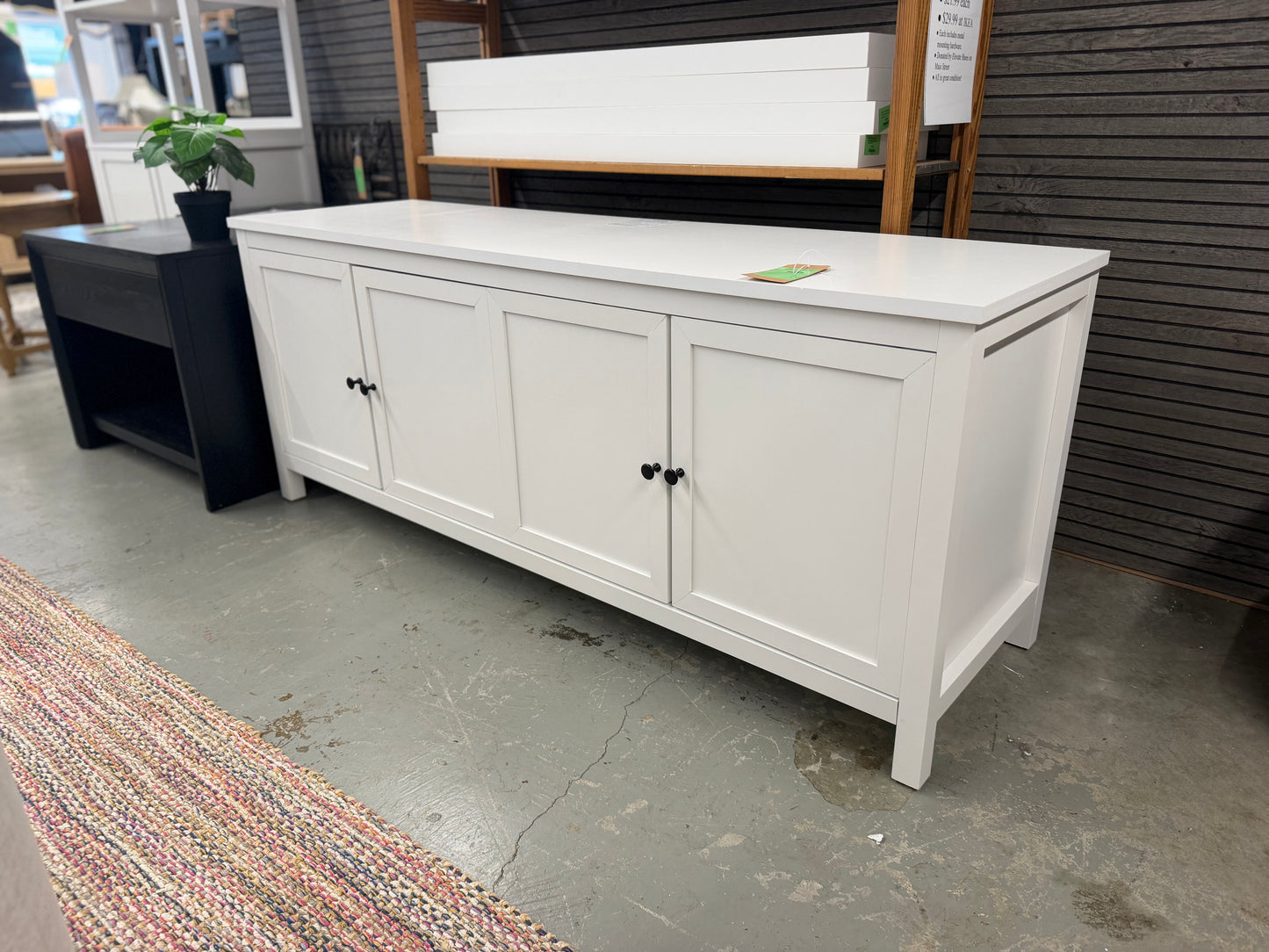 Traditional Storage TV Stand with Doors and Shelves for TVs up to 65" Classic White Retail: $175