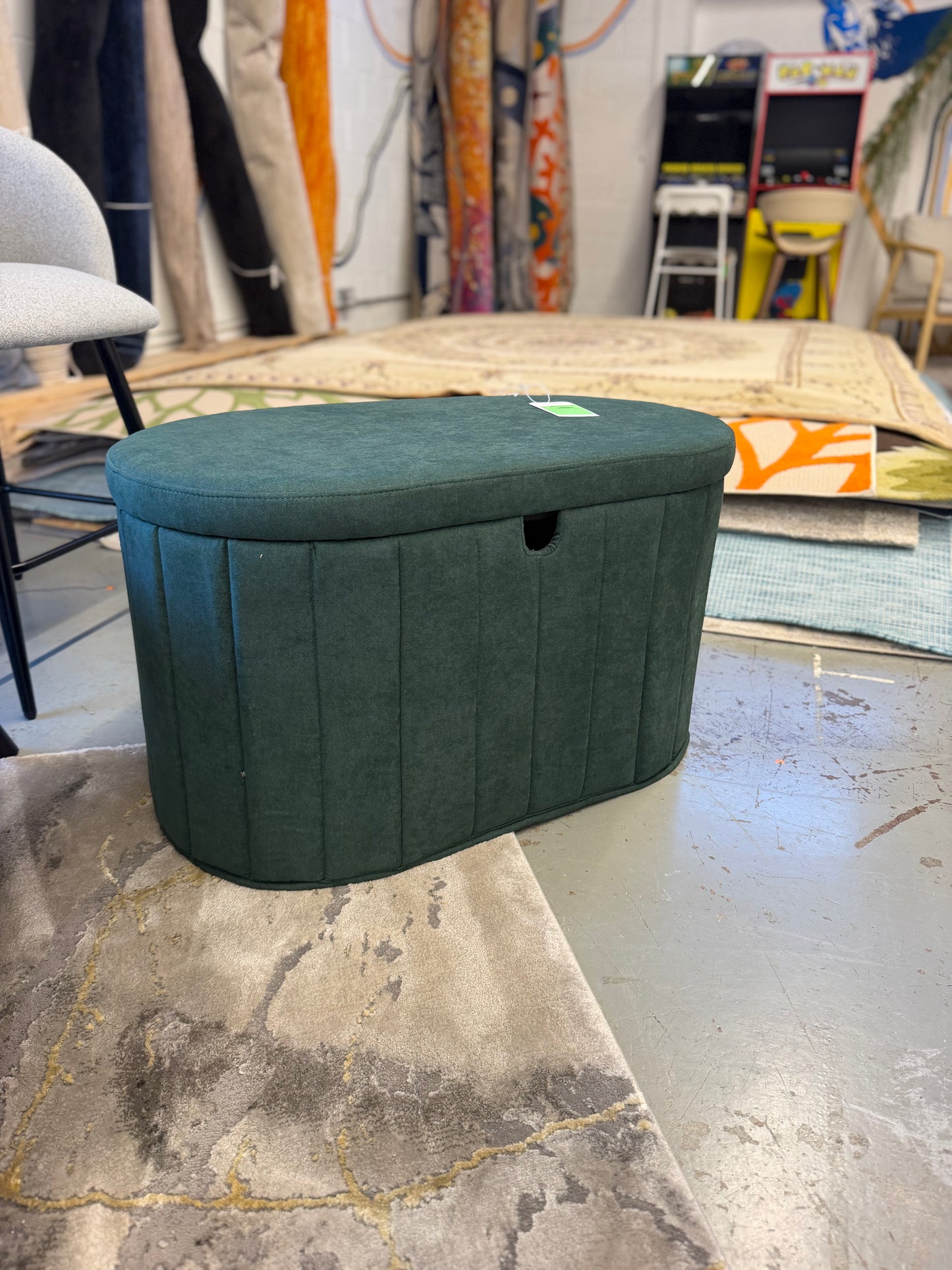32" Folding Double Storage Bench Green — Retail: $50