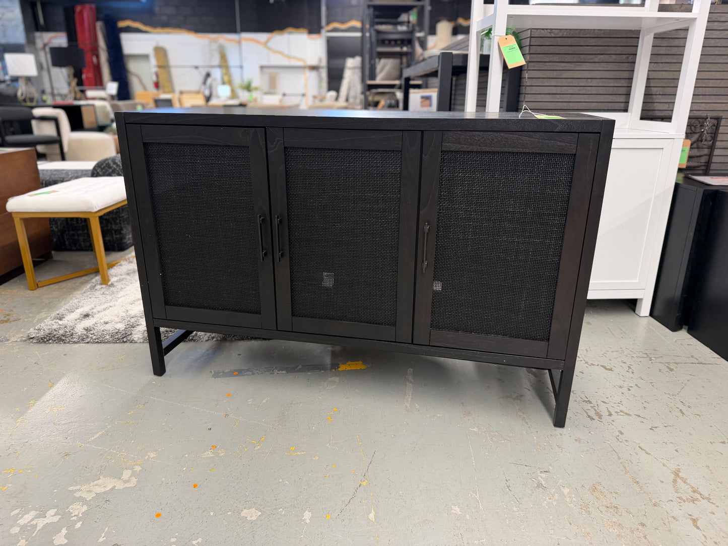 Warwick 3 Door Accent TV Stand for TVs up to 59" Stand Black - Threshold™: Transitional Style, Hardwood Frame, Metal Hardware Retail: $400