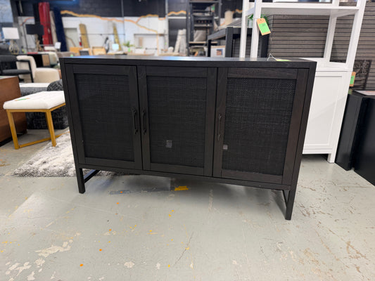 Warwick 3 Door Accent TV Stand for TVs up to 59" Stand Black - Threshold™: Transitional Style, Hardwood Frame, Metal Hardware Retail: $400