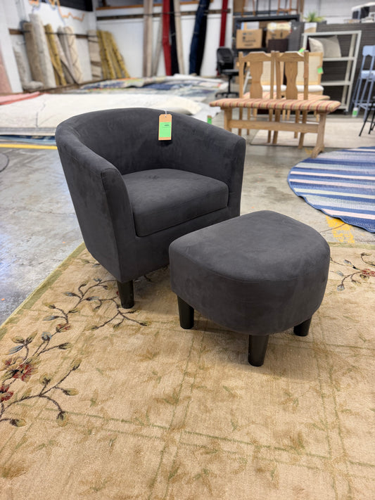 Gray Chair With Ottoman