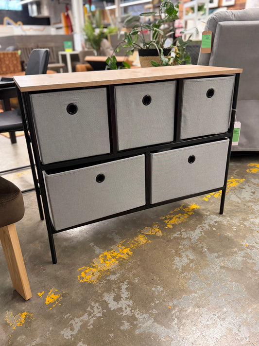 36" Wide Fabric Bin 5 Dresser Black Frame — Retail: $100