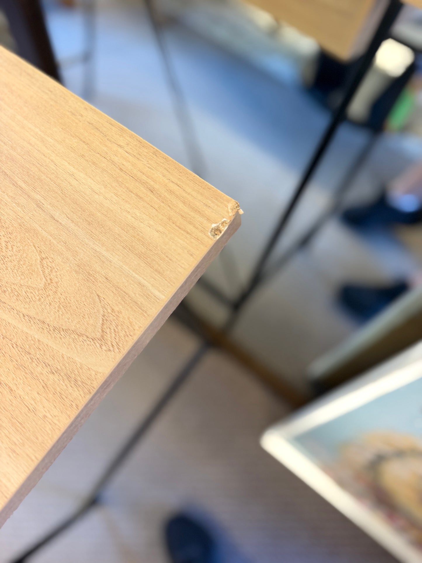 Wood and Metal Writing Desk with Storage Retail: $70 AS IS Minor damage