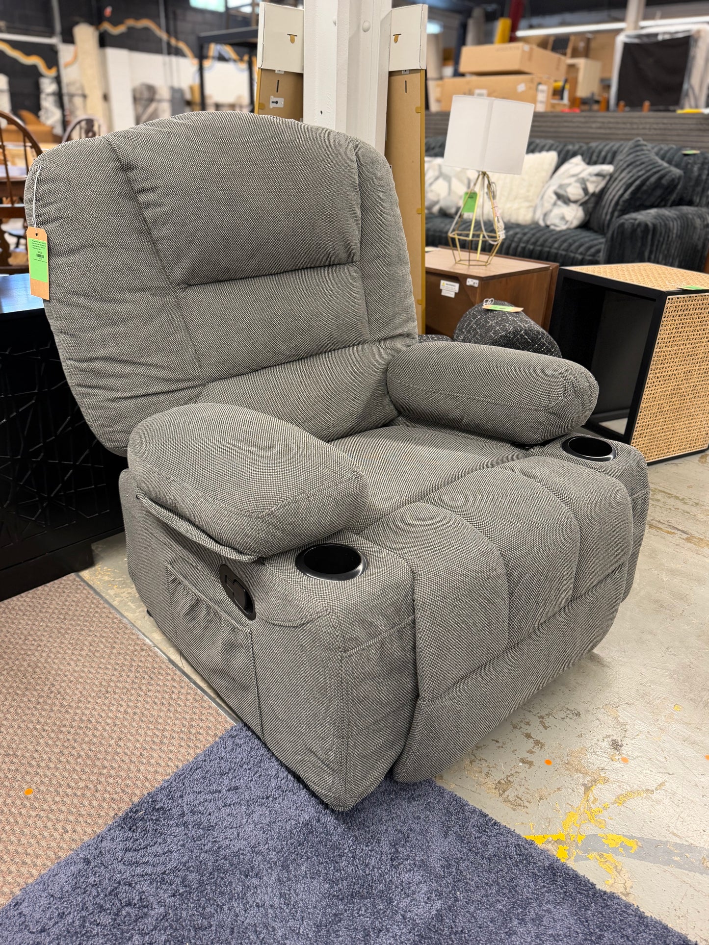 Massage Recliner Chair for Adults, 360¡ã Swivel Rocking Chair with Massage and Heating, Glider Recliner Chairs with Storage and Cup Holder