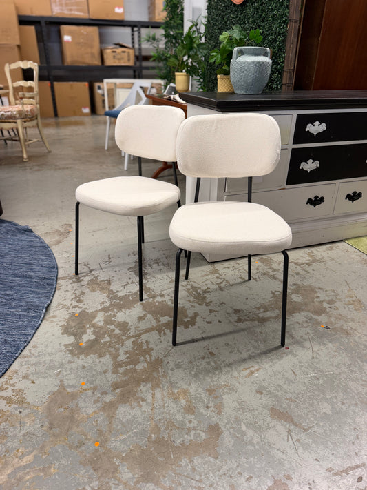 Cream Boucle Dining Chair Set of 2 Retail: $100
