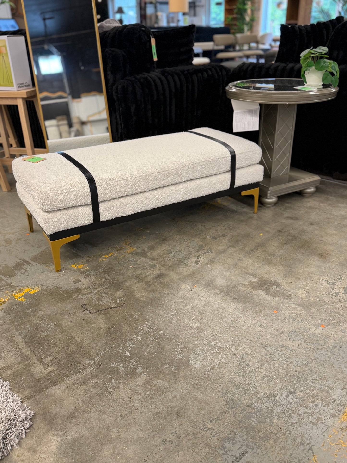 Upholstered Bench with Straps