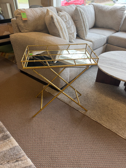 Mirrored Golden Folding Side Table