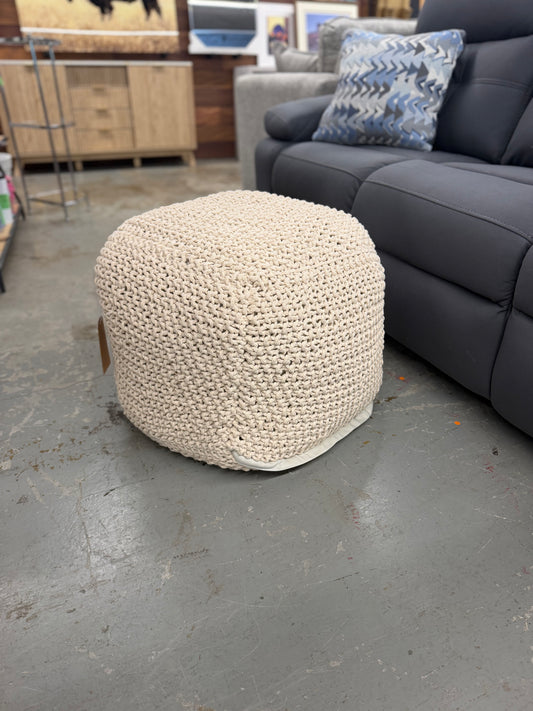 Elowski Knitted Pouf Beige - Christopher Knight Home Retail: $56