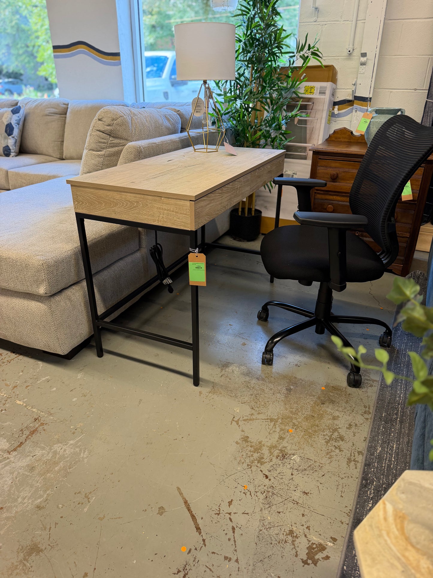 Loring Wood Writing Desk with Charging Retail: $130