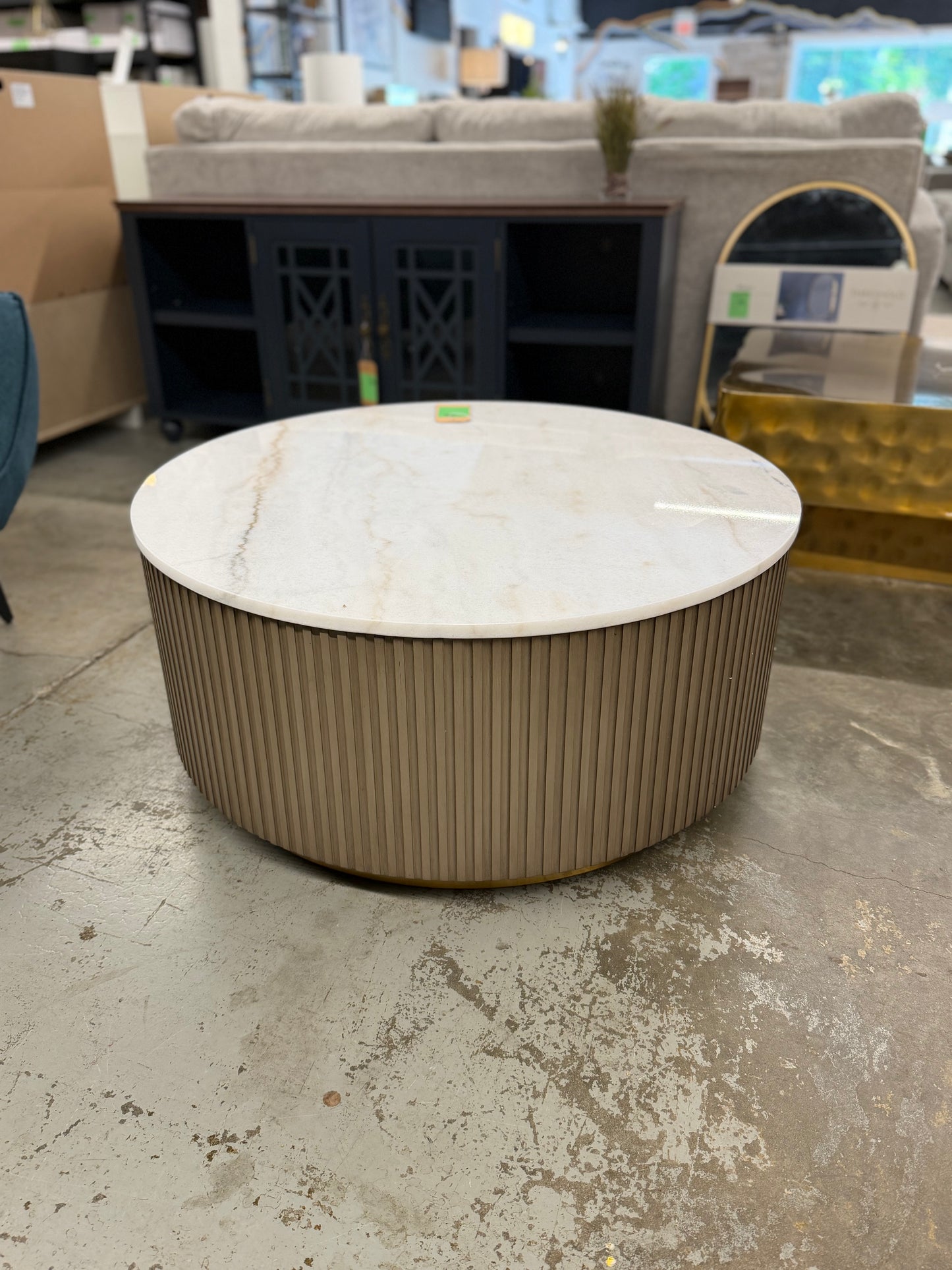 Reims Greige Marble Top Coffee Table