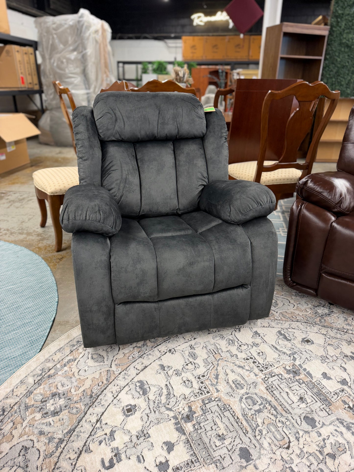 Plush Overstuffed Manual Recliner