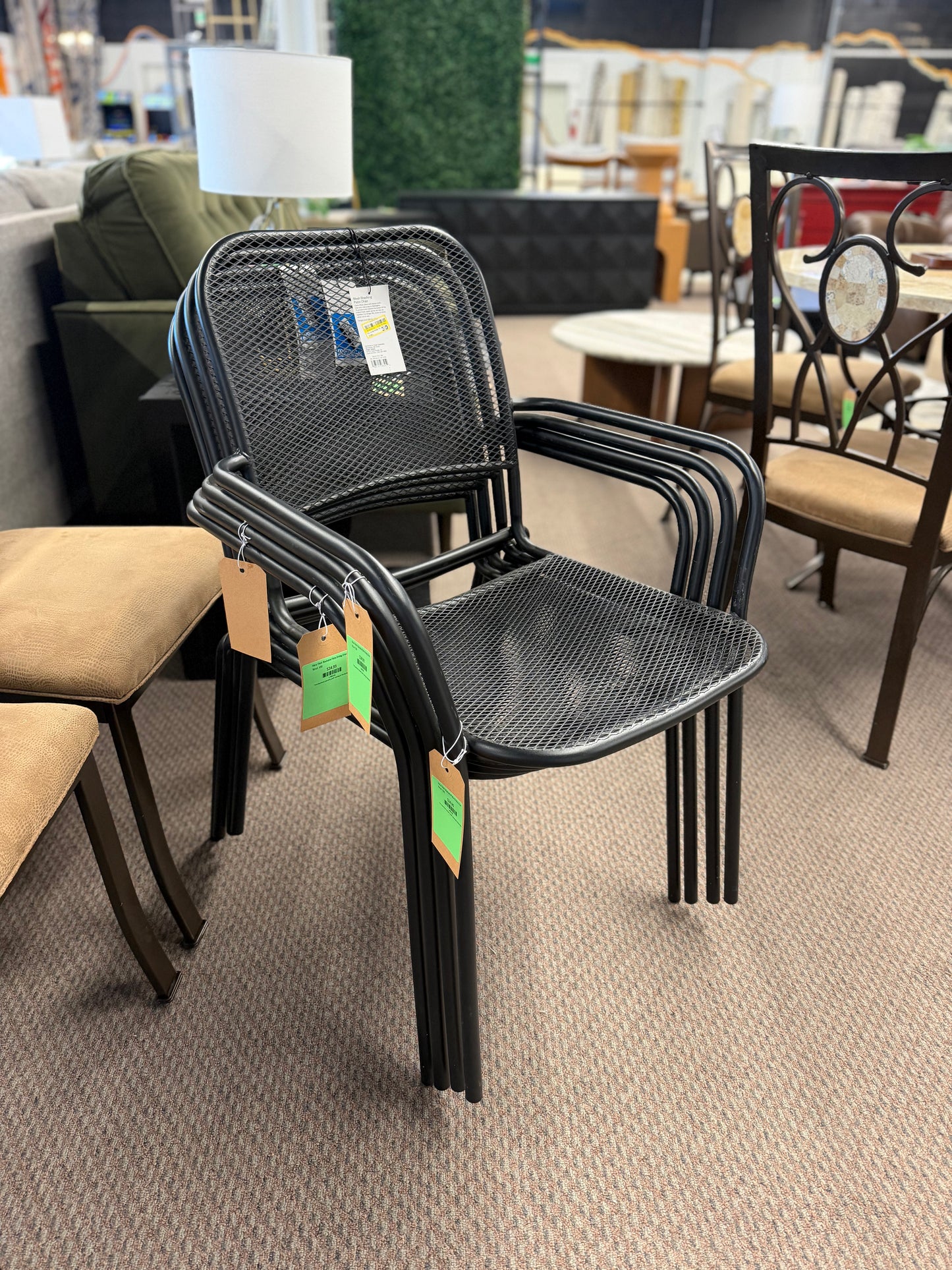 Metal Mesh Stackable Patio Dining Chair Retail: $50