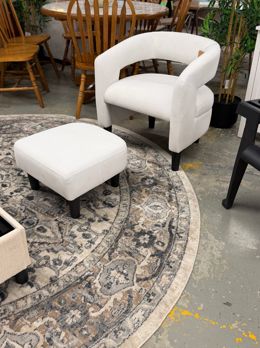 White Chair With Ottoman