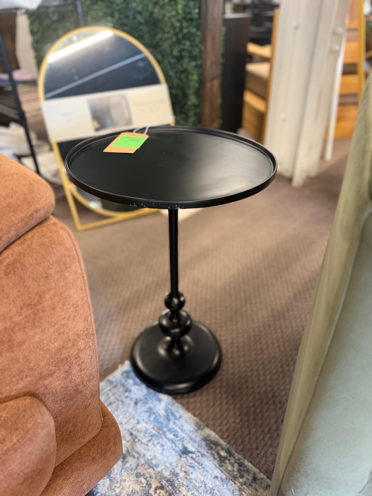 Londonberry Large Round Turned Metal Side Table Black - Threshold Fully Assembled Retail: $80