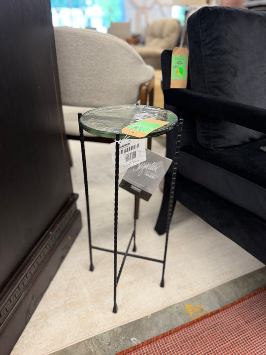 Kael Glass Top Drink Plant Side Table Accent Table