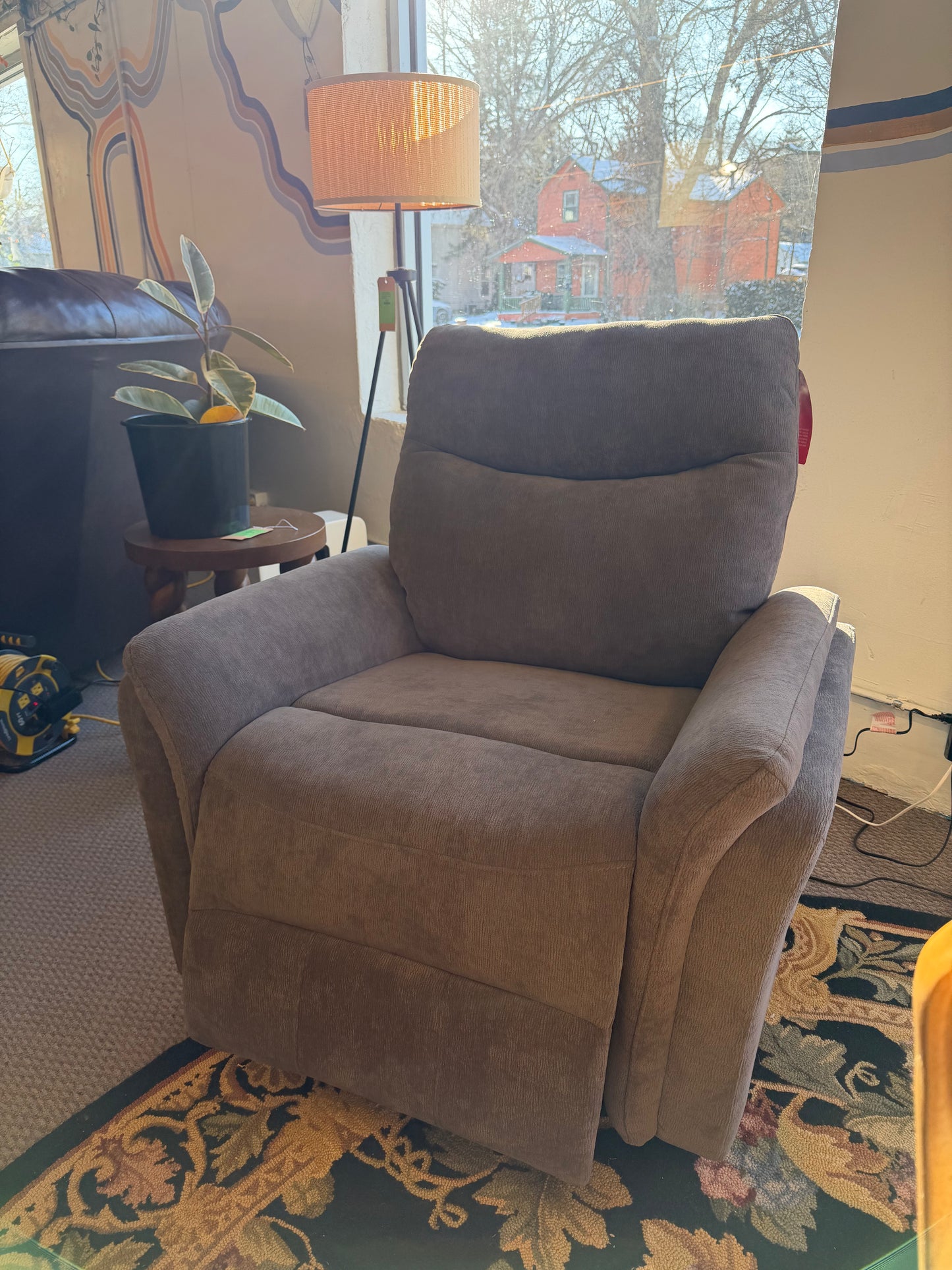 Rouen Swivel Glider Recliner in Charcoal Grey