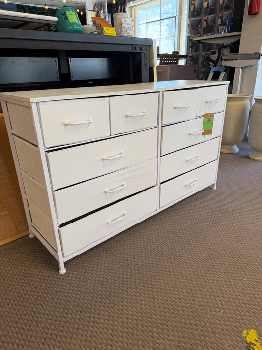 Large 10 Fabric Drawer Dresser and TV Stand in White | Retail Price: $90