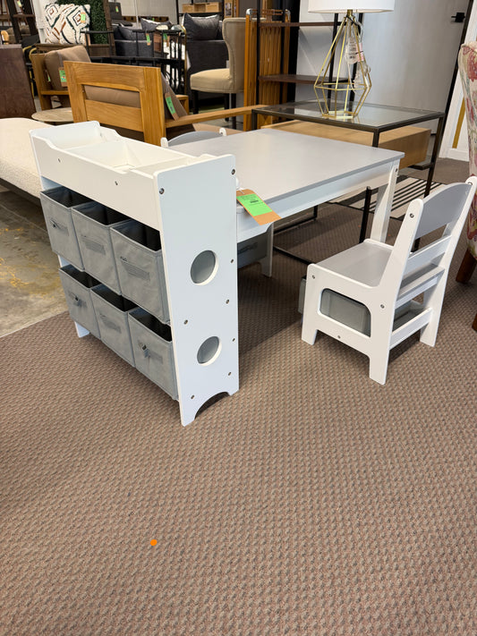 Kinder King Kids Table and Chair Set with Storage – Toddler Activity Desk with 8 Bins & Paper Roll for Drawing, Reading, Crafts & Snacks  Retail Price: 145