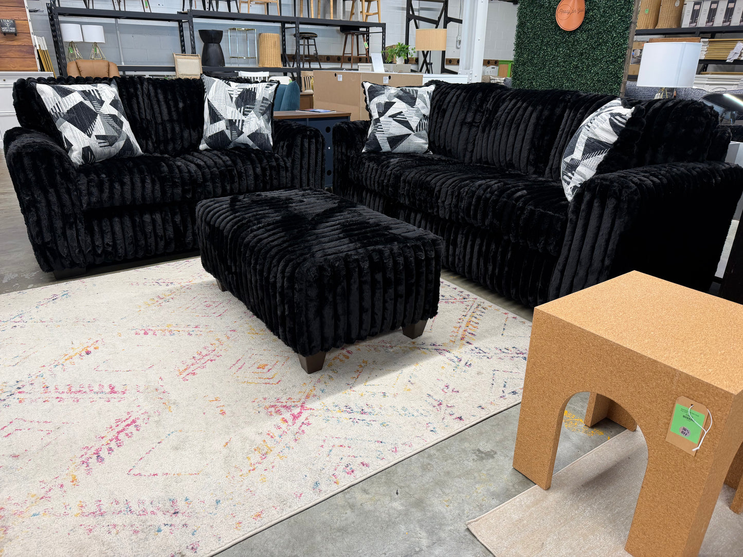 Lush Black Ottoman
