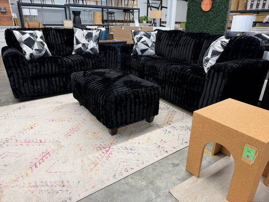 Lush Black Ottoman