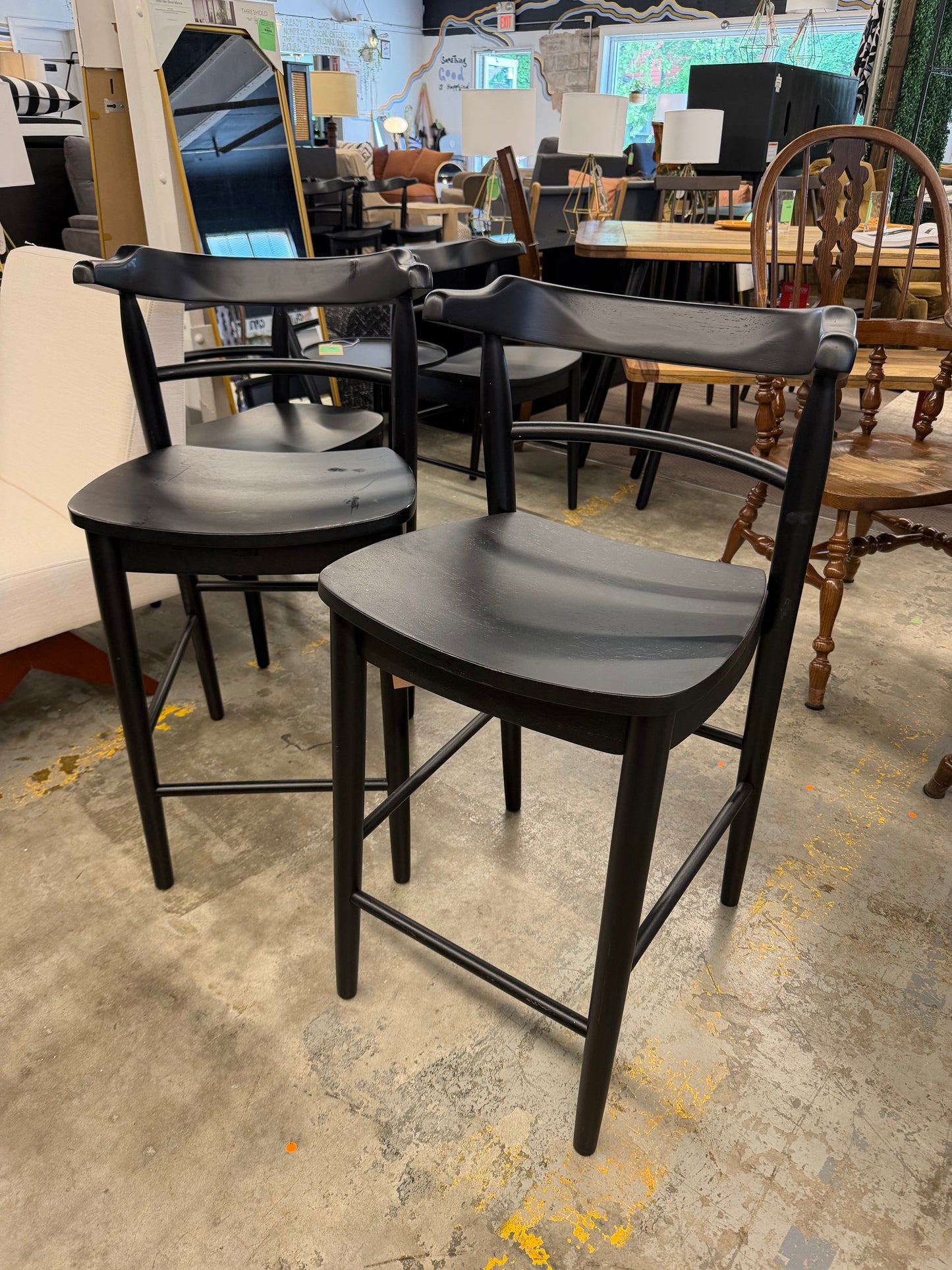Kaysville Curved Back Wood Counter Height Barstool - Threshold designed with Studio McGee — Retails elsewhere unassembled for $120 per One  AS IS SET OF 2