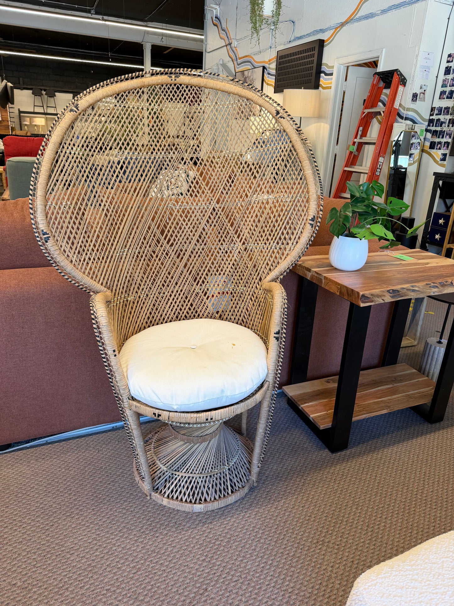 Peacock Vintage Chair *donated AS IS worn but sturdy