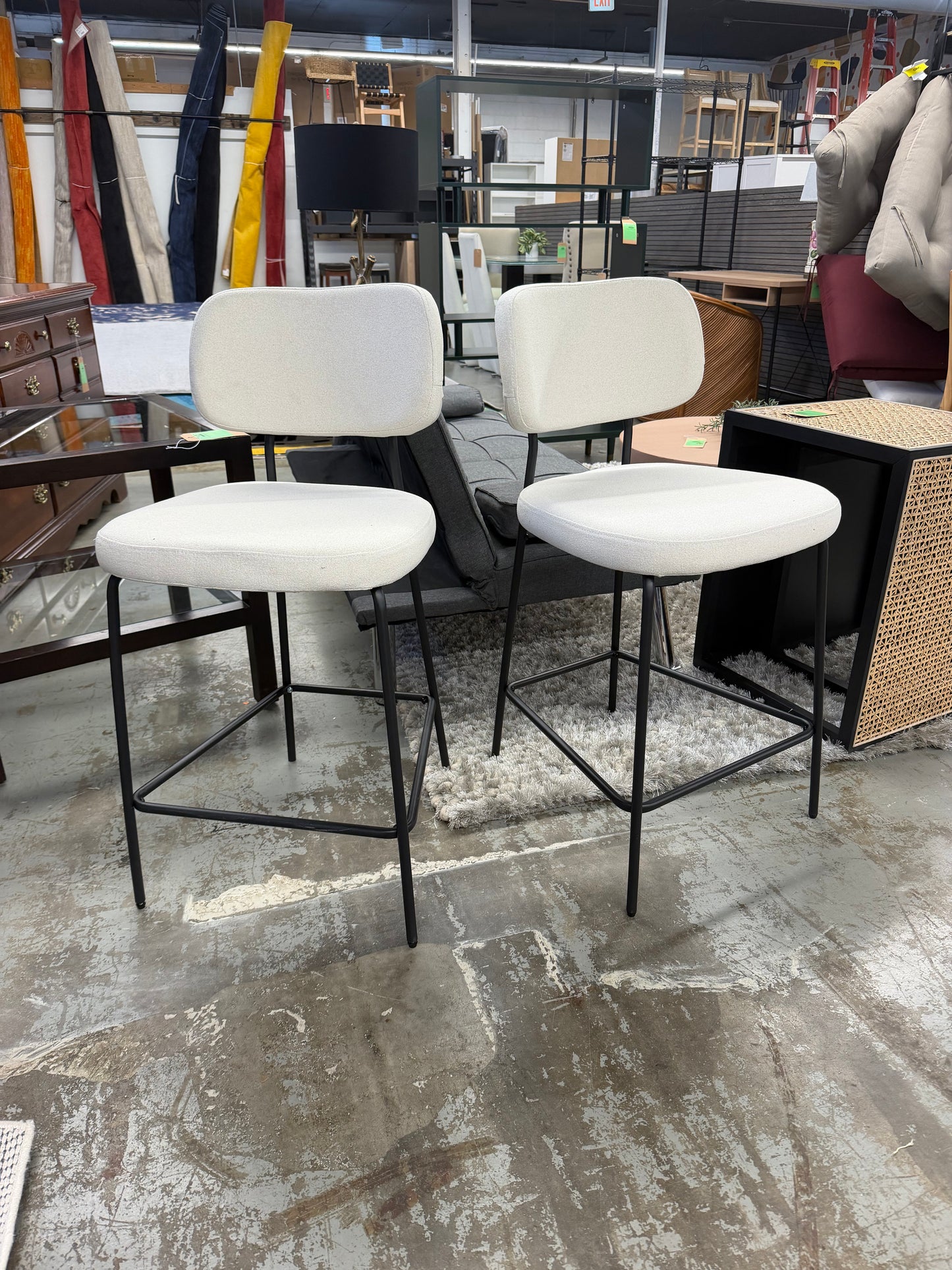 Set of 2 Upholstered Bar Stools