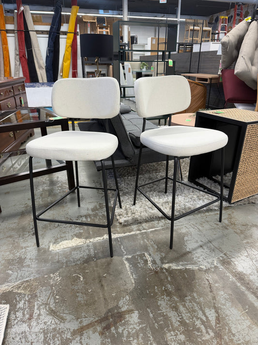 Set of 2 Upholstered Bar Stools
