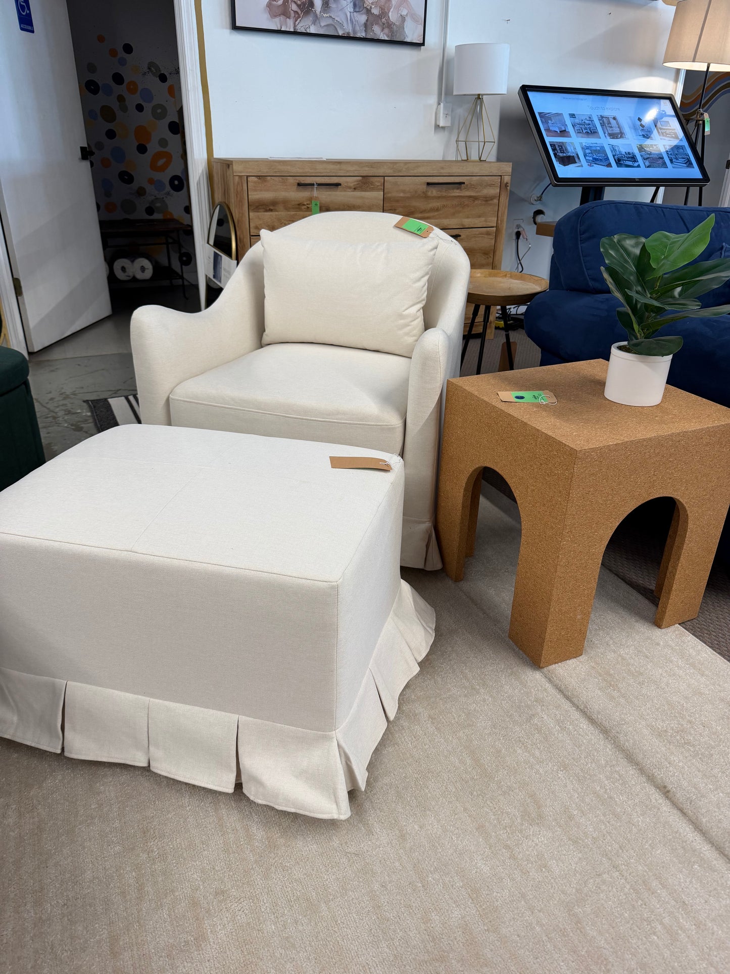 Box Pleat Upholstered Ottoman Cream - Threshold™ designed with Studio McGee Retail: $120