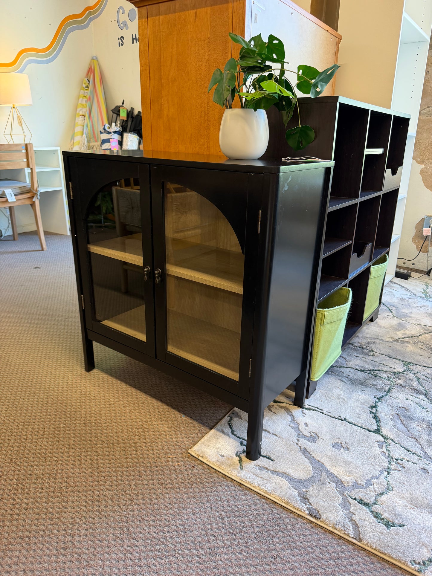New Bedford 2 Door Accent Cabinet Black - Threshold: Elegant Storage, Pewter-Finish Hardware, Wood Veneer Retail: $200
