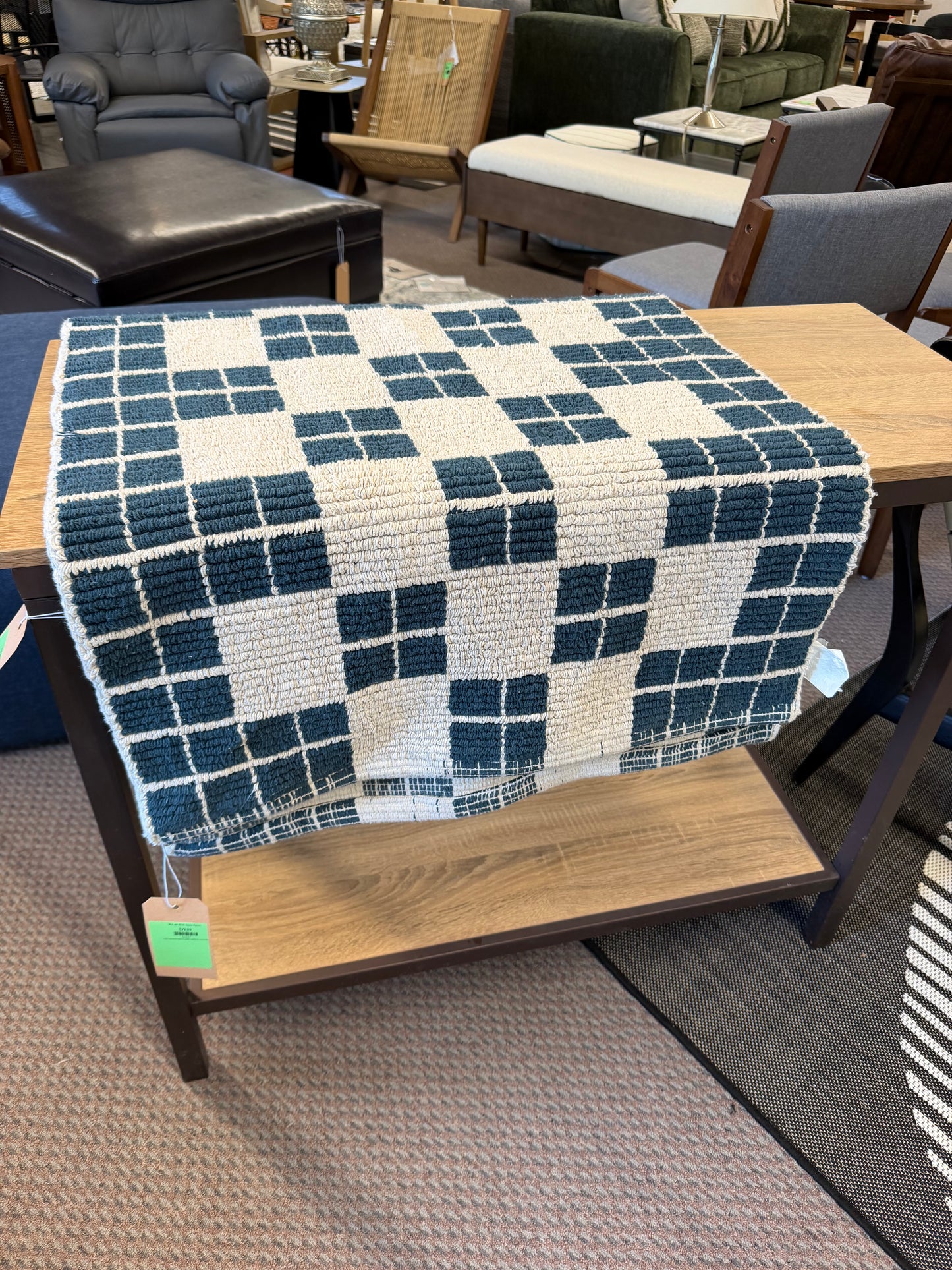 Blue and White Woven Runner