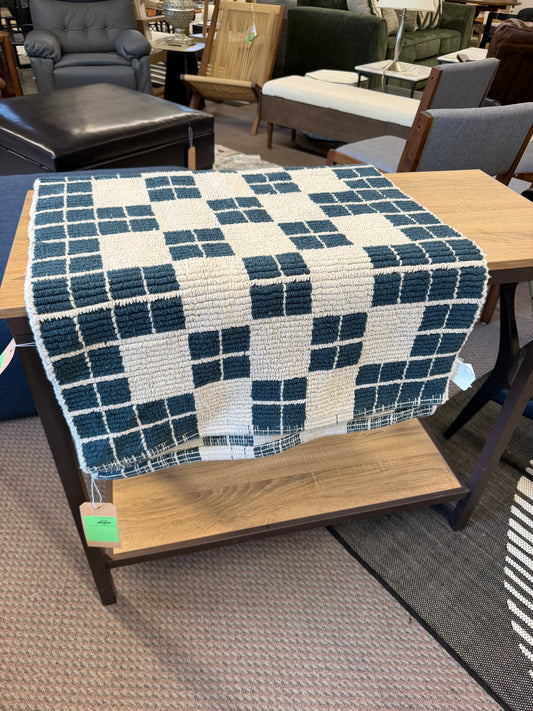 Blue and White Woven Runner