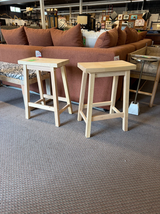 Set of 2 24" Solid Wood Backless Saddle Counter Height Barstools Natural - Room Essentials™ Retail: $60