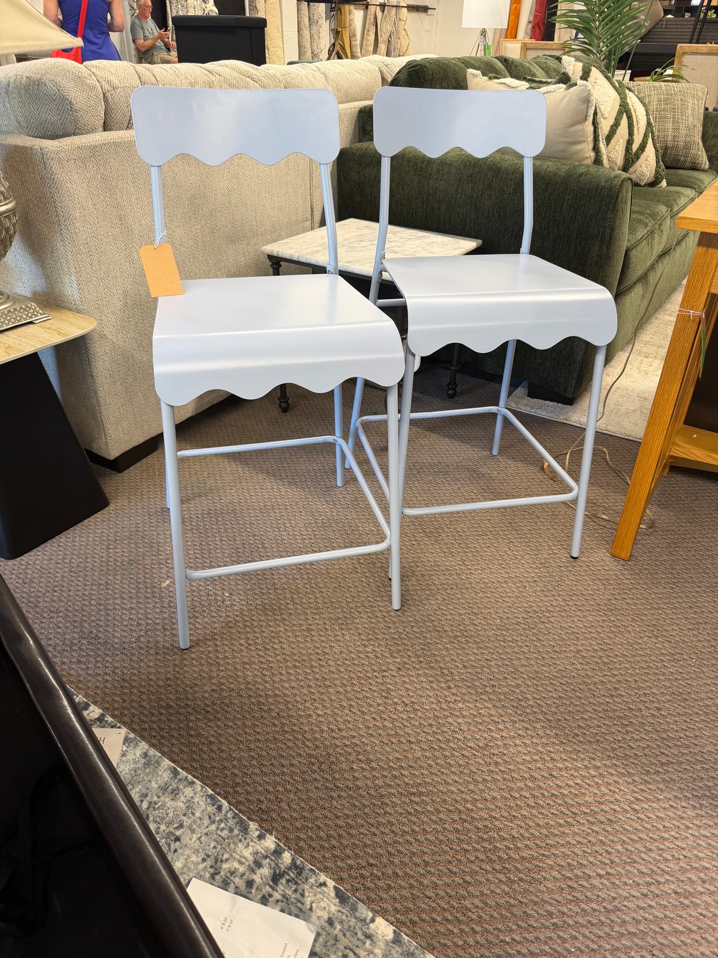 Set of 2 24" Wavy Metal Counter Height Barstool with Footrest Blue - Room Essentials™ Retail: $90