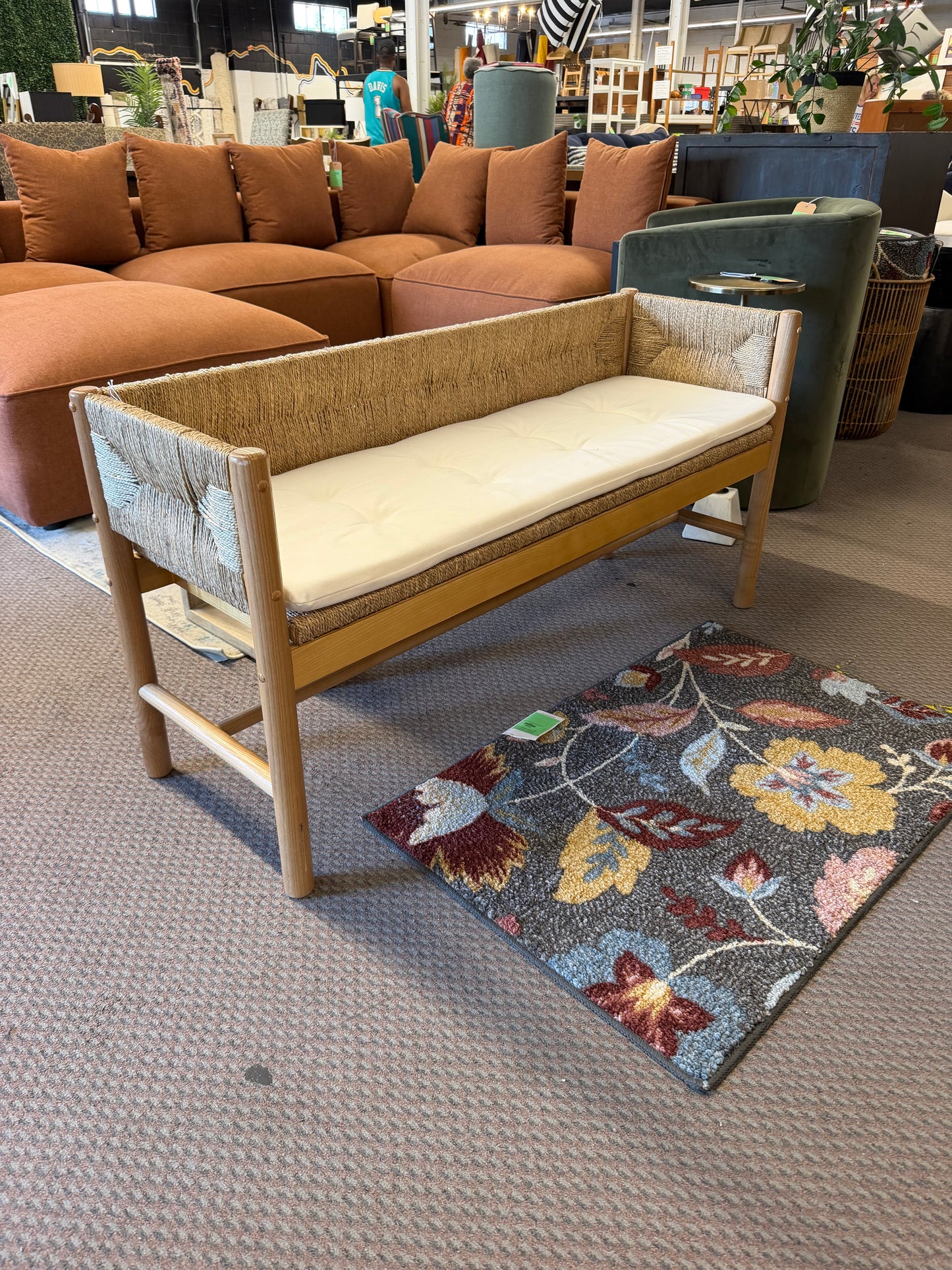 Elden Wood Bench with Loose Cushion Seat Multicolor Naturals - Threshold designed with Studio McGee Fully Assembled — Retails in box (unassembled) for $240