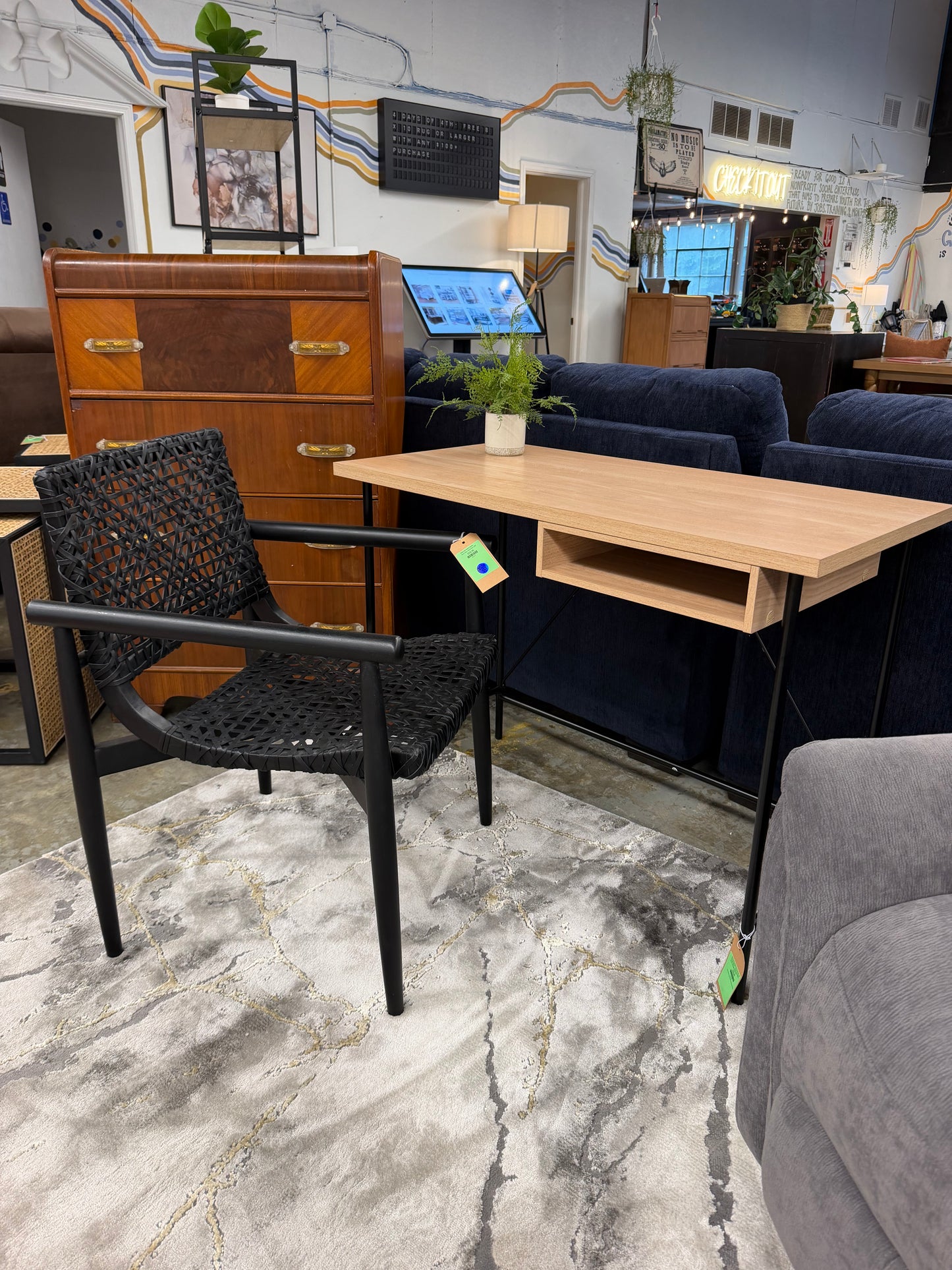 Dorm Wood and Metal Writing Desk with Storage Natural — Already assembled – no box, no hassle. Retail: $70
