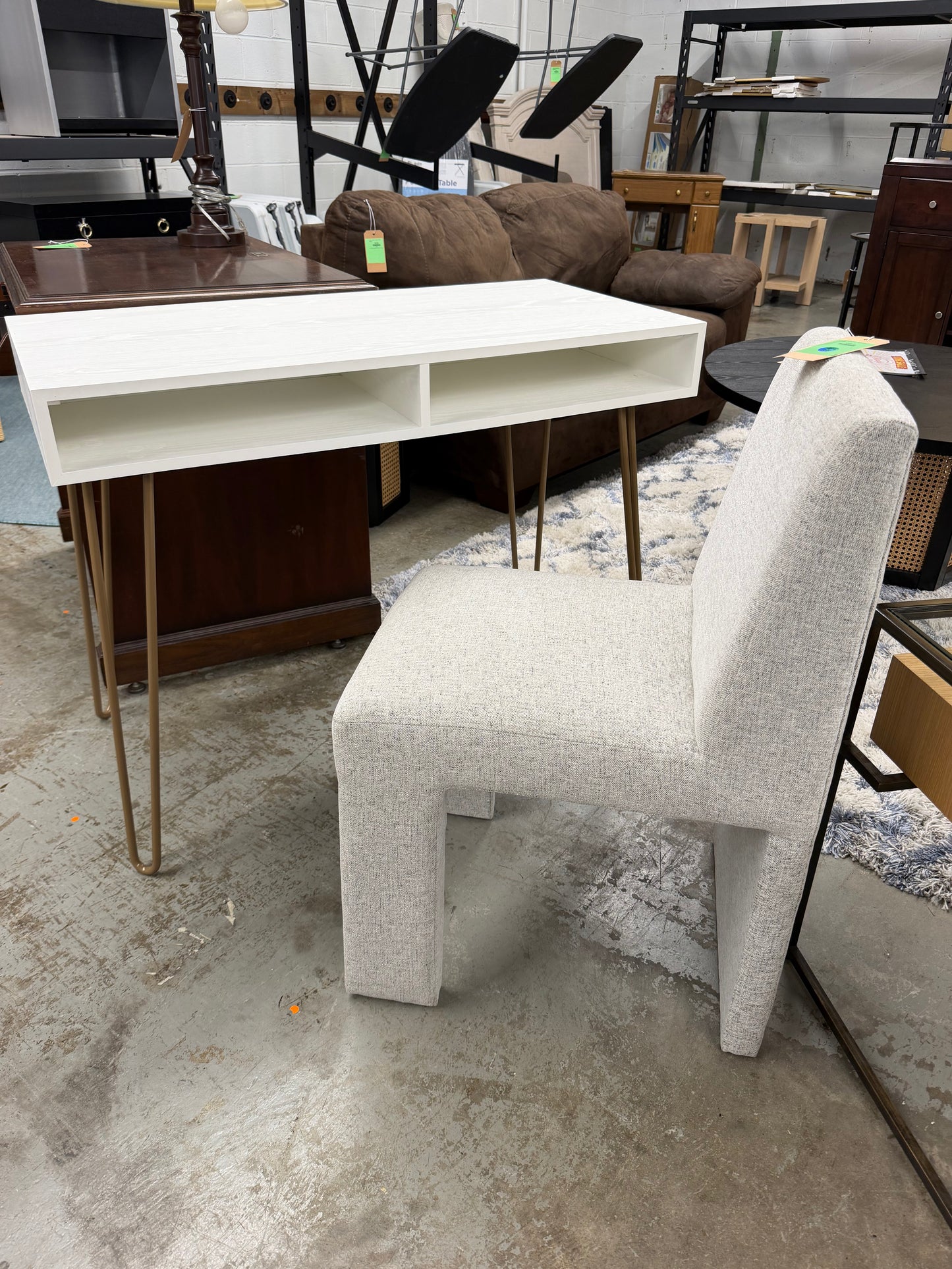 Hairpin Writing Desk with Storage White - Threshold — Already assembled – no box, no hassle. Retail: $90
