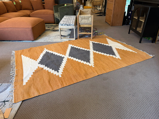 Burnt Orange Aztec Fringe Rug *donated