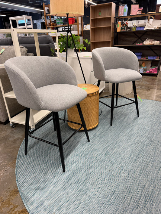 Set of 2 24" Barrel Back Counter Stools with Metal Base Retail: $140