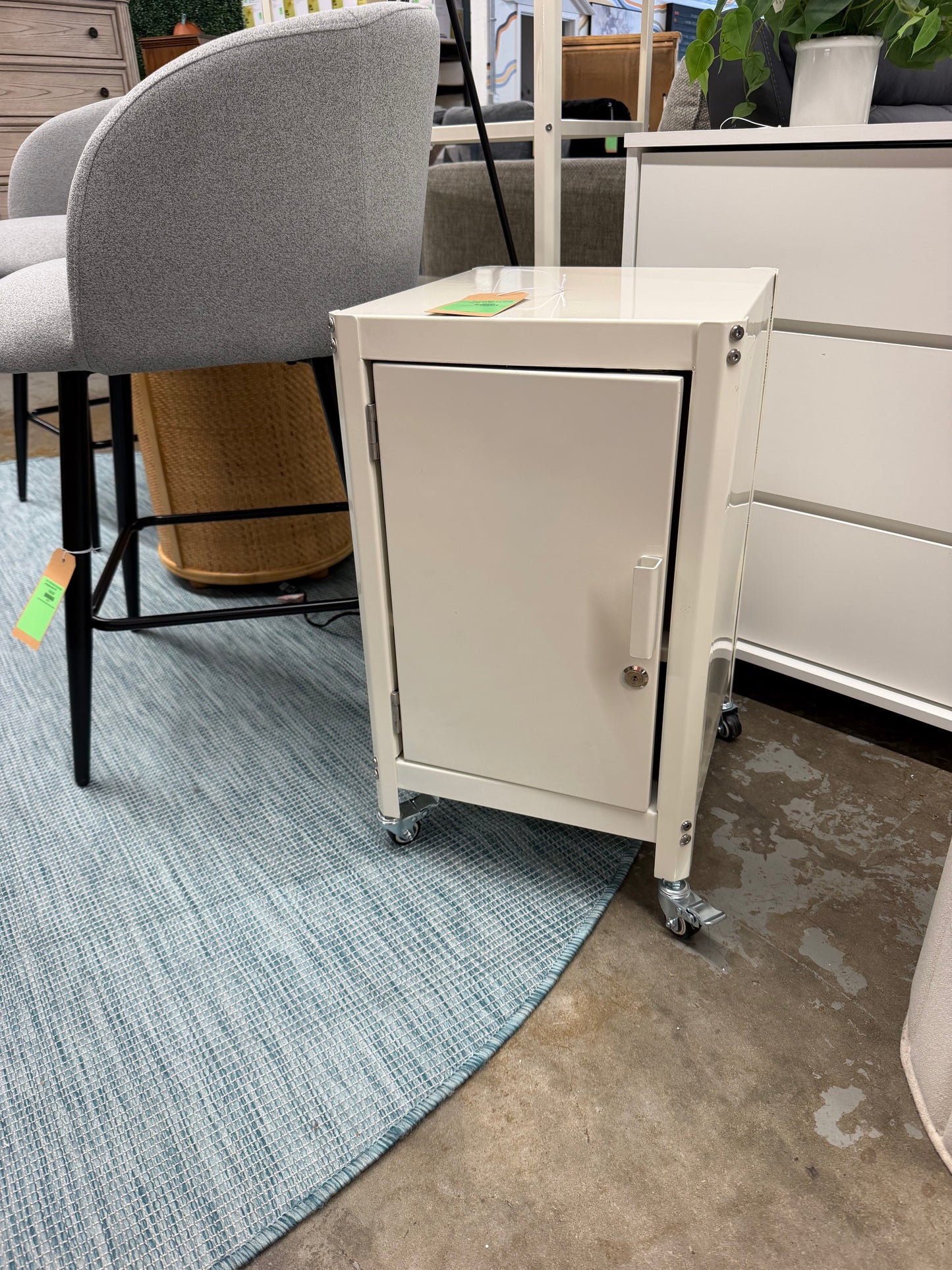 Dorm Metal Rolling Locker Storage Cabinet with Lock Chalk White - Room Essentials — Already assembled – no box, no hassle. Retail: $80