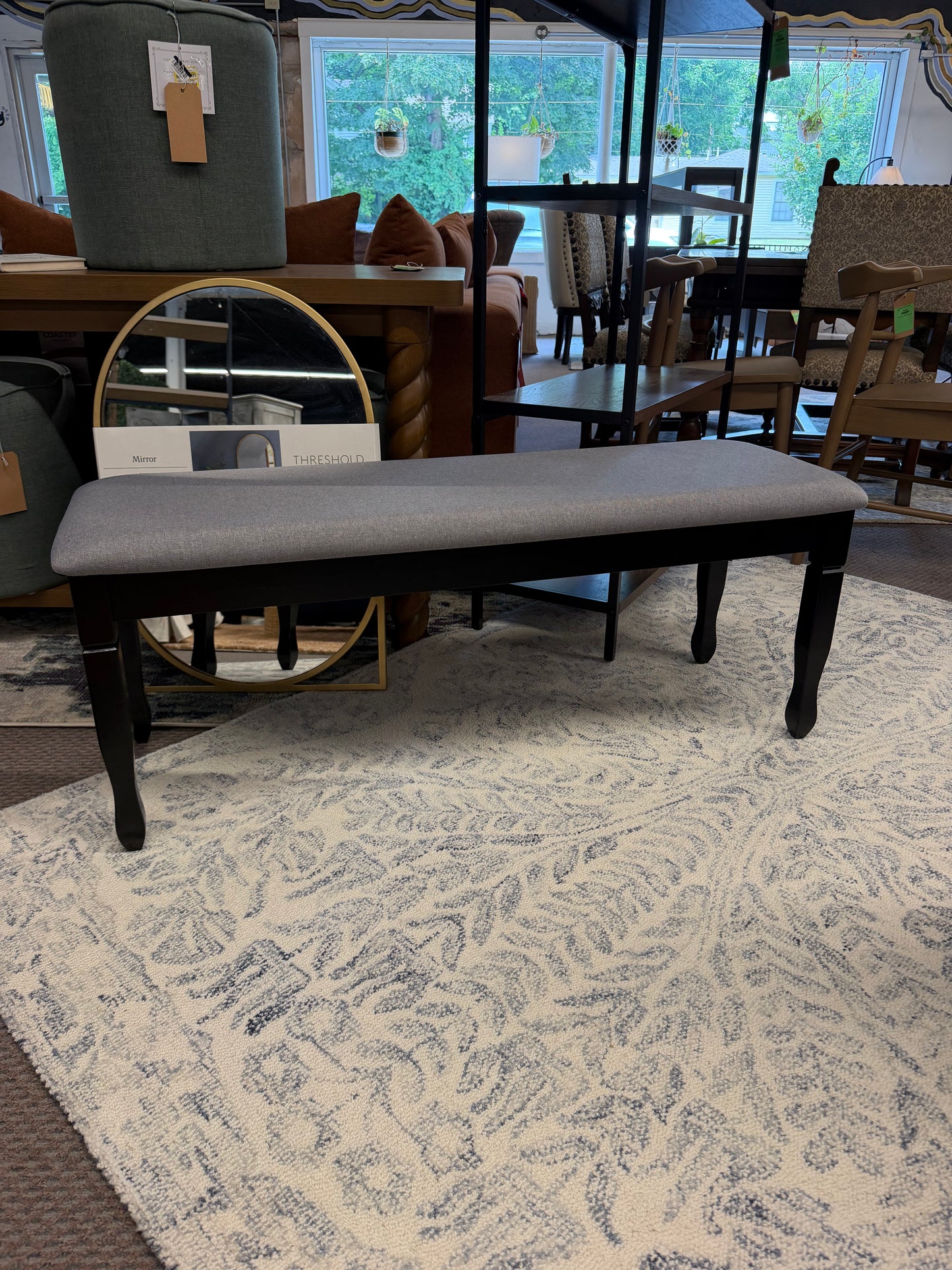 Corneile Fabric Upholstered Wood Dining Bench Gray Retail: $140