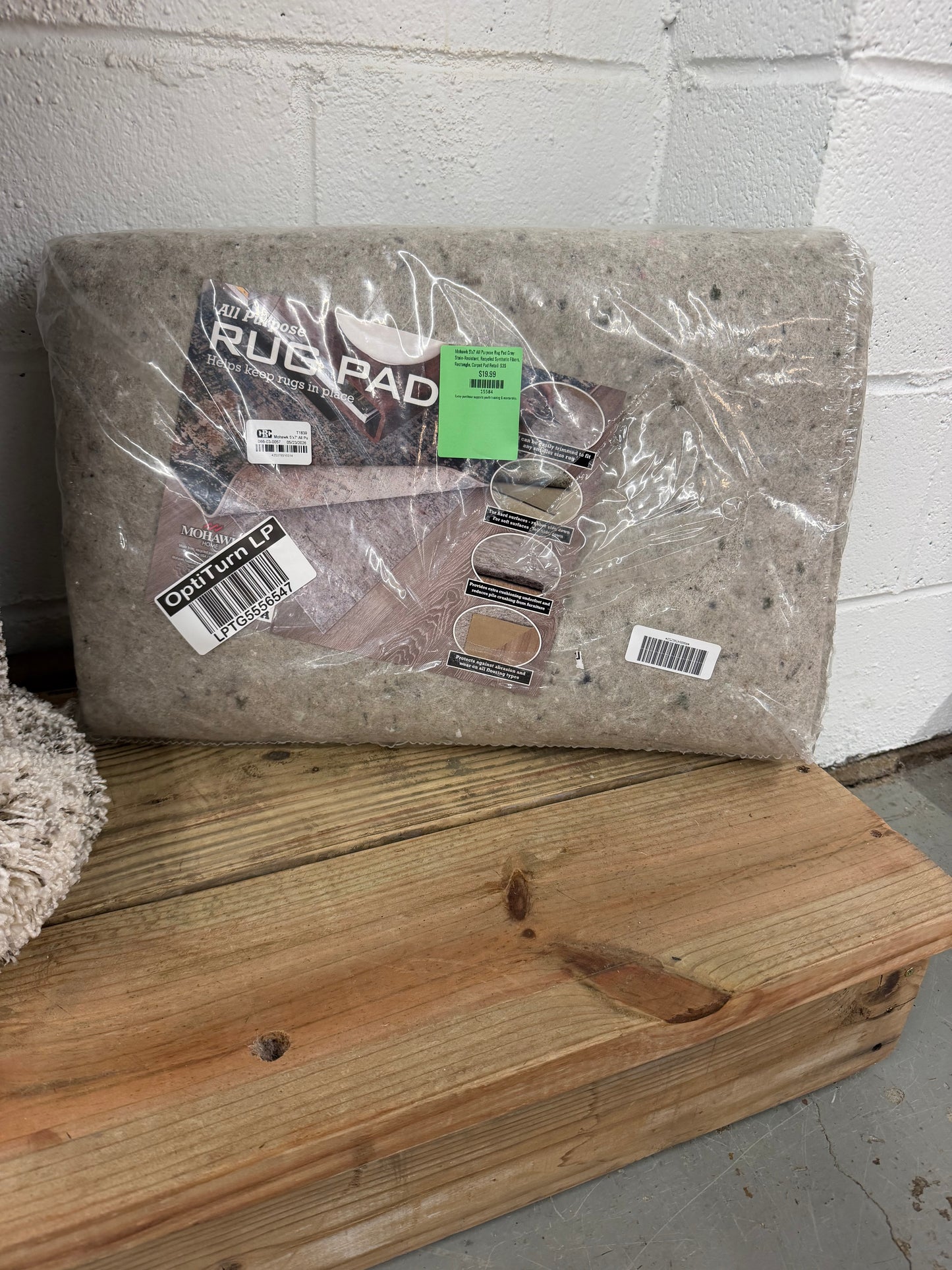 Mohawk 5'x7' All Purpose Rug Pad Gray: Stain-Resistant, Recycled Synthetic Fibers, Rectangle, Carpet Pad Retail: $35